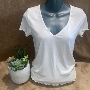 White V-neck Top